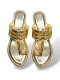 Ladies Sandal – Handcrafted Golden Ethnic Sandals for Women | Stylish Festive Footwear