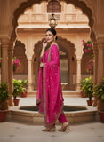 Hot Pink Pure Silk Suit with Dabka Zardozi Embroidery & Pure Chiffon Dupatta – Bridal Wear