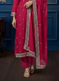 Magenta Pure Organza Suit with Zardozi & Mirror Work – Festive Elegance