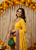 Mustard Yellow Gharara Set with Dabka, Zardozi & Gota Work | Pure Chinon Dupatta – Perfect for Haldi