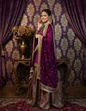 Royal Purple Banarasi Gharara Set with Pure Silk Kameez & Dabka Zardozi Dupatta