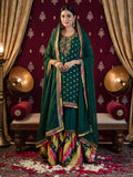 Emerald Green Chatapati Gharara Set with Zardozi & Bale Work | Elegant Festive Ensemble