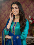 Royal Blue & Green Handcrafted Gharara Set – A Timeless Ethnic Ensemble