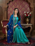 Royal Blue & Green Handcrafted Gharara Set – A Timeless Ethnic Ensemble