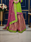 Traditional Banarasi Gharara Set – Vibrant Green & Pink Elegance