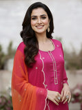 Pink Tissue Organza Gharara with Zari, Pearl & Resham Work