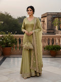 Mehendi Sharara in Pure Chanderi with Dabka Zardozi Work