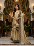 Golden Brocade Ensemble with Handcrafted Dabka, Zardozi & Nakshi Zarkon Work