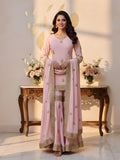 Lakhnavi Gharara in Chinon Silk with Zardozi Work