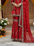 Red Bridal Pure Silk Gharara Set for Wedding Functions